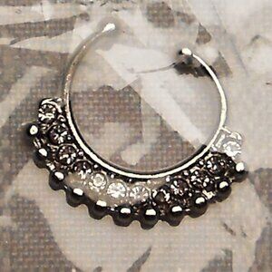 No18 - Fake 10mm Septum Ring - new, repackaged, silver color, a bit unstraigth